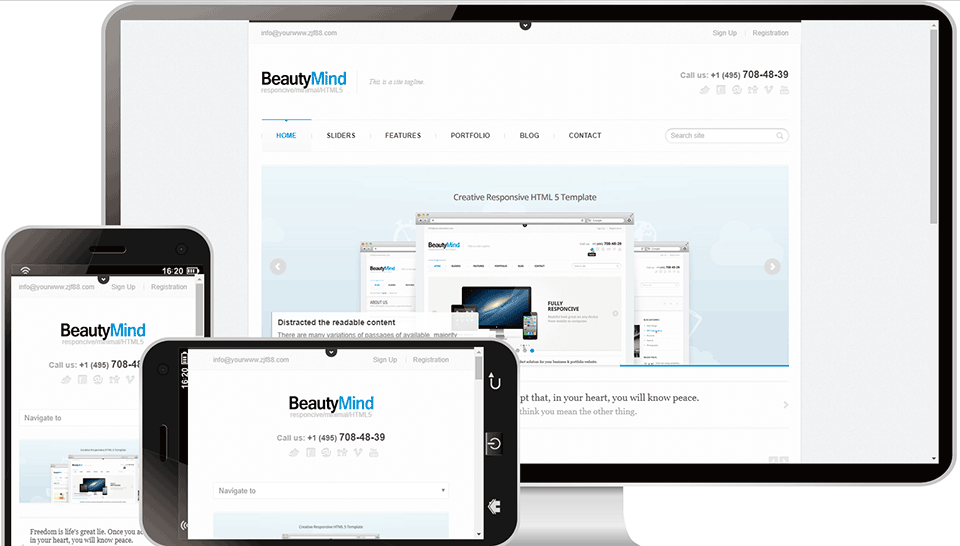 95多屏自适应html5网站模板案例